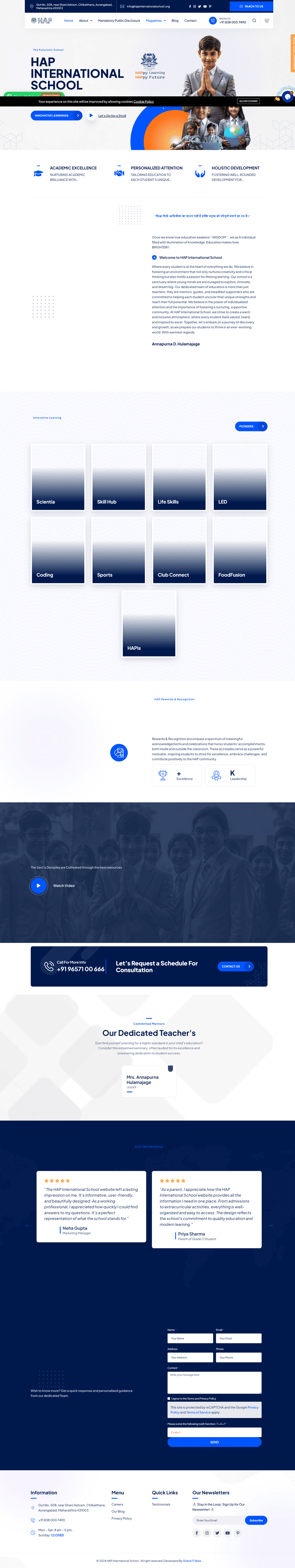 HAP International School – Educational Institution Website